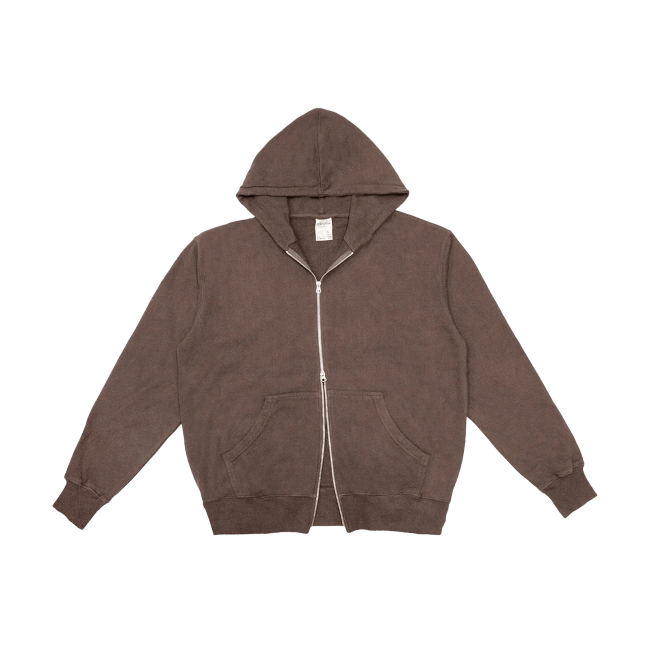 Garment Dye Hoodie - Double Zipper - Mocha